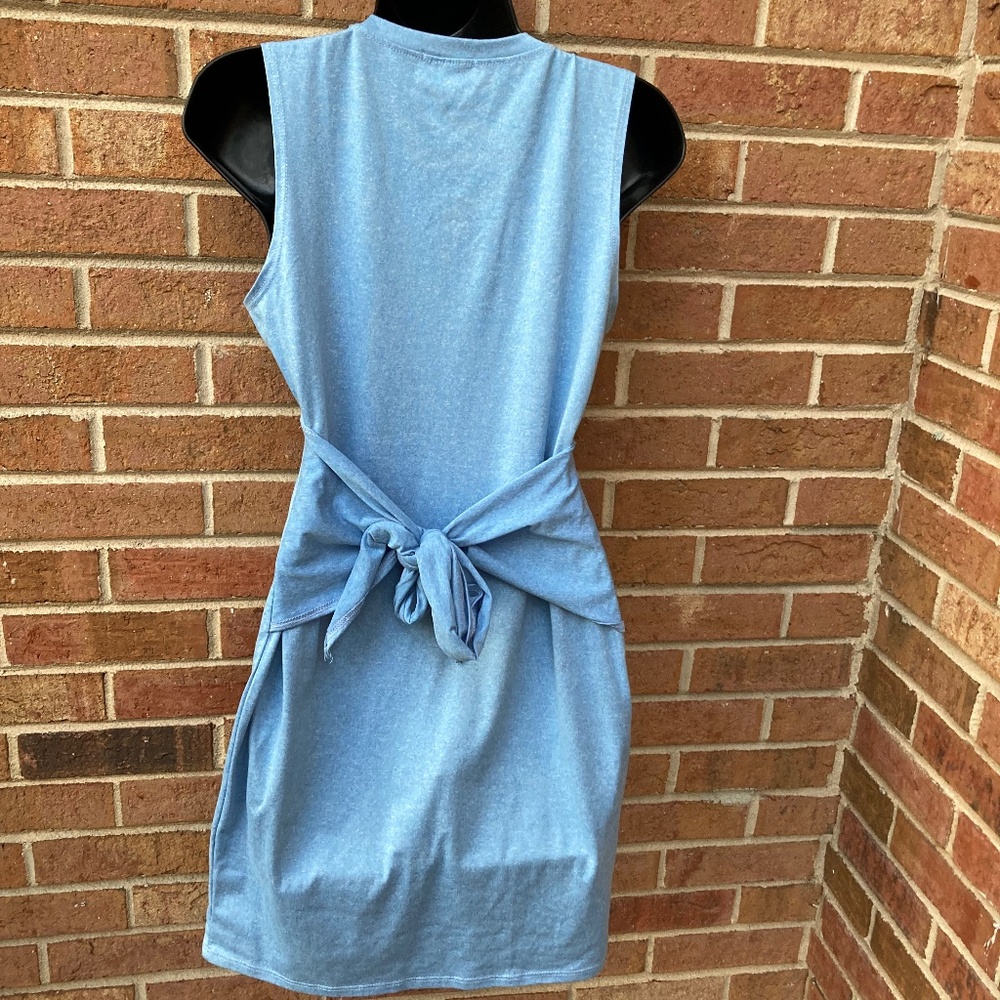 Pink Lily Sky Blue Tie-Front Mini Dress - Picture 3 of 12
